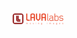 LAVALabs Logo of the studio Lavalabs with a square L icon and the tagline "moving images" in orange and red